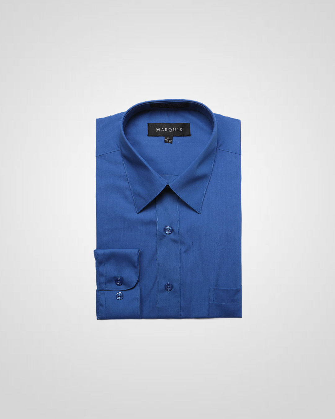MARQUIS MEN'S SOLID BLUE SLIM FIT DRESS SHIRT – Quails