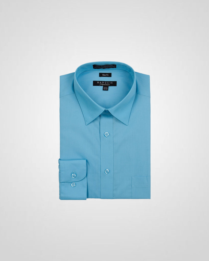 marquis dress shirts MARQUIS MEN'S TURQUOISE SOLID SLIM FIT DRESS SHIRT – Quails